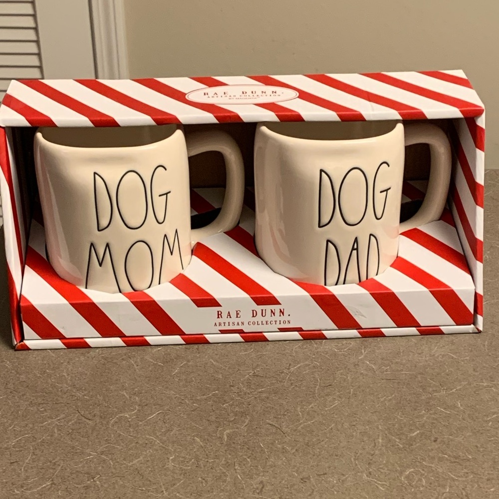 Rae Dunn dog mom dog dad cup set